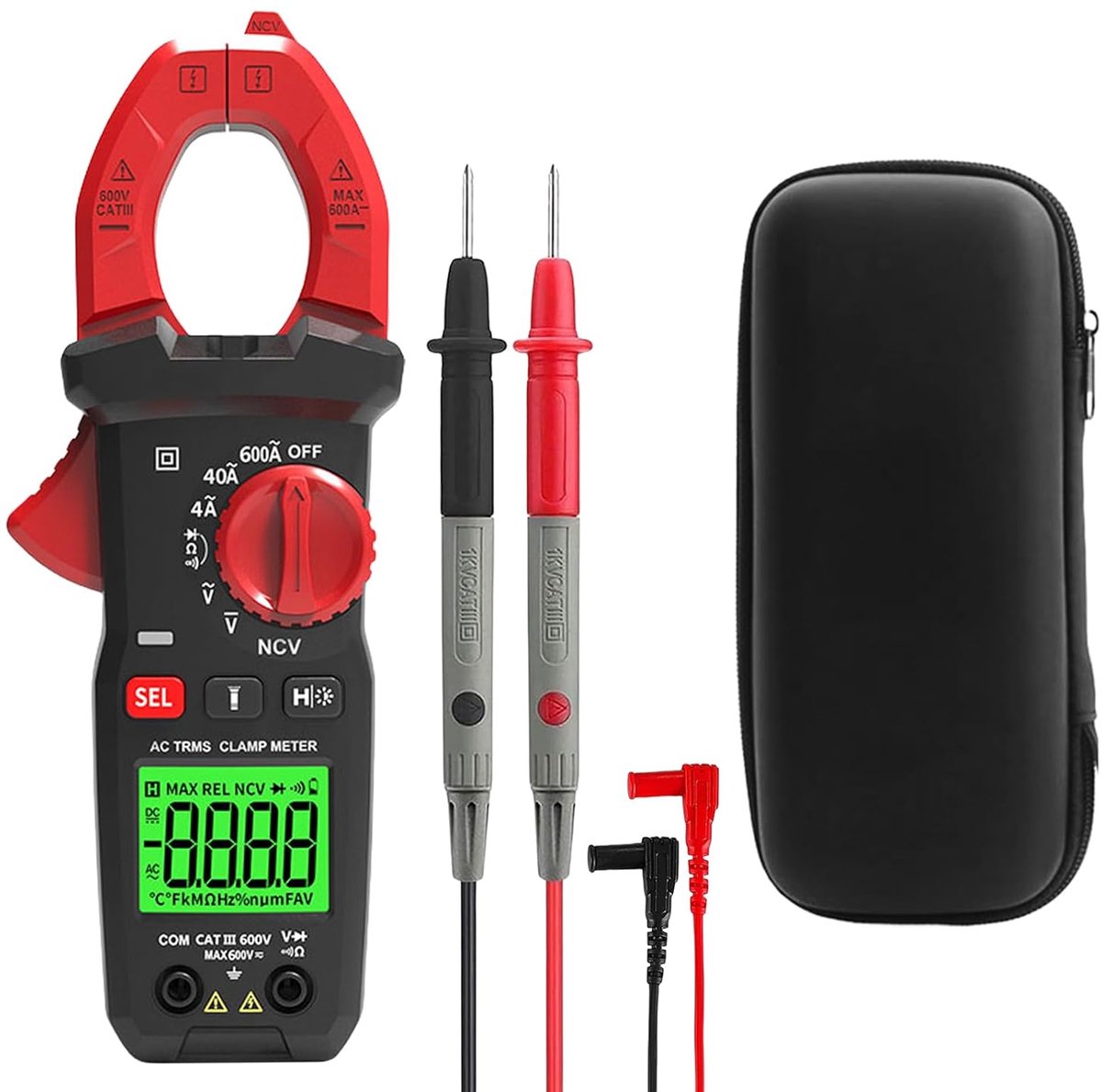 Digitale Stroommeter AC DC True-Rms Multimeter met Achtergrondverlichting en Meetfuncties