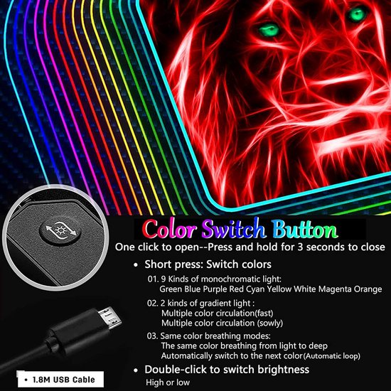 Grote RGB Gaming Muismat XXL 900x400x3mm - Waterdicht en Antislip — afbeelding 5