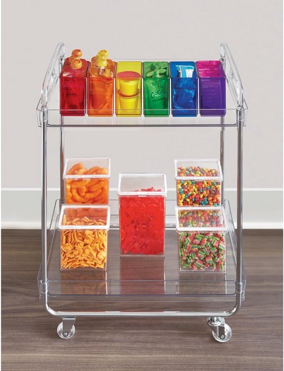 2 Plank Rolling Cart met Afsluitbare Wielen voor Your Home