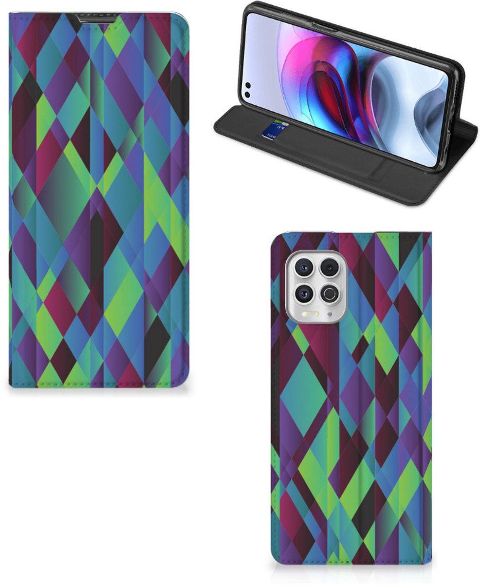 Motorola Moto G100 Stand Case Abstract Green Blue