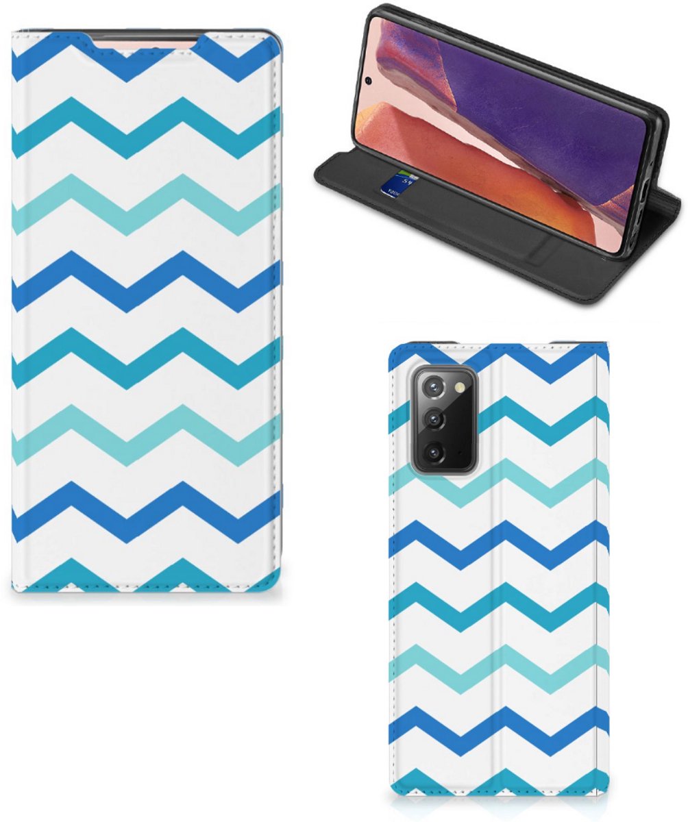 Samsung Galaxy Note20 Hoesje met Magneet Zigzag Blauw