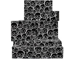 Zwart inpakpapier - doodshoofdpapier - 6 vellen cadeauverpakking - punk rock gothic - voor mannen vrouwen - verjaardag Halloween Kerstmis - wordt geleverd met leuke stickers - door Central 23