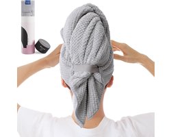 BYCOO Microfiber haarhanddoek wrap voor vrouwen, anti-kroezen grote ultrazachte haardroger handdoeken, hoofd sleeptouw, sneldrogend | super absorberend | sneldrogend haar tulband voor nat, krullend, lang en dik haar - grijs