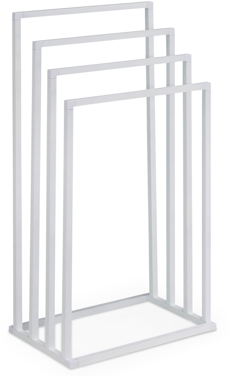 SENZA vrijstaand handdoekenrek, wit - modern handdoekenrek met 4 stangen, gepoedercoat metalen frame, handdoekenrek voor badkamer & gastenkamer