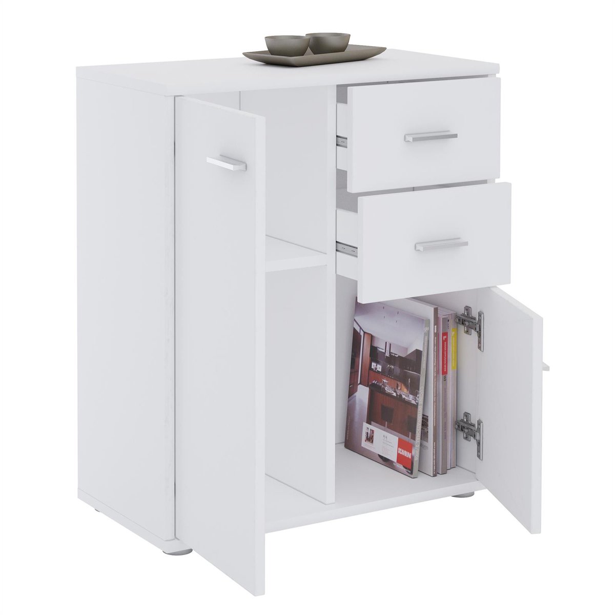 IDIMEX Commode LOCARNO met 2 deuren en 2 lades, wit