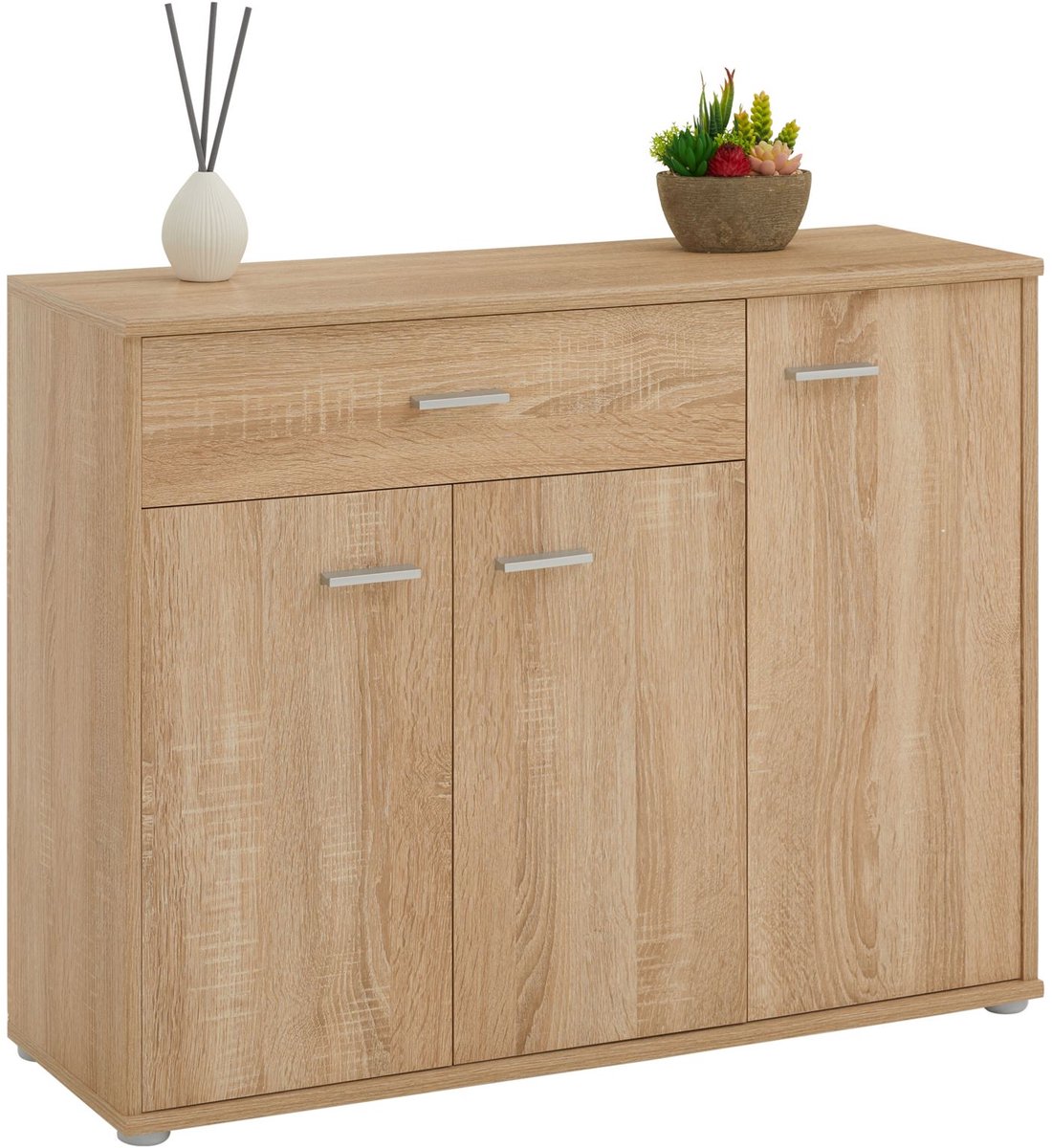 Multifunctioneel dressoir ESTELLE, Sonoma eik met 3 deuren en 1 lade, 88 cm breed - Hoofdafbeelding