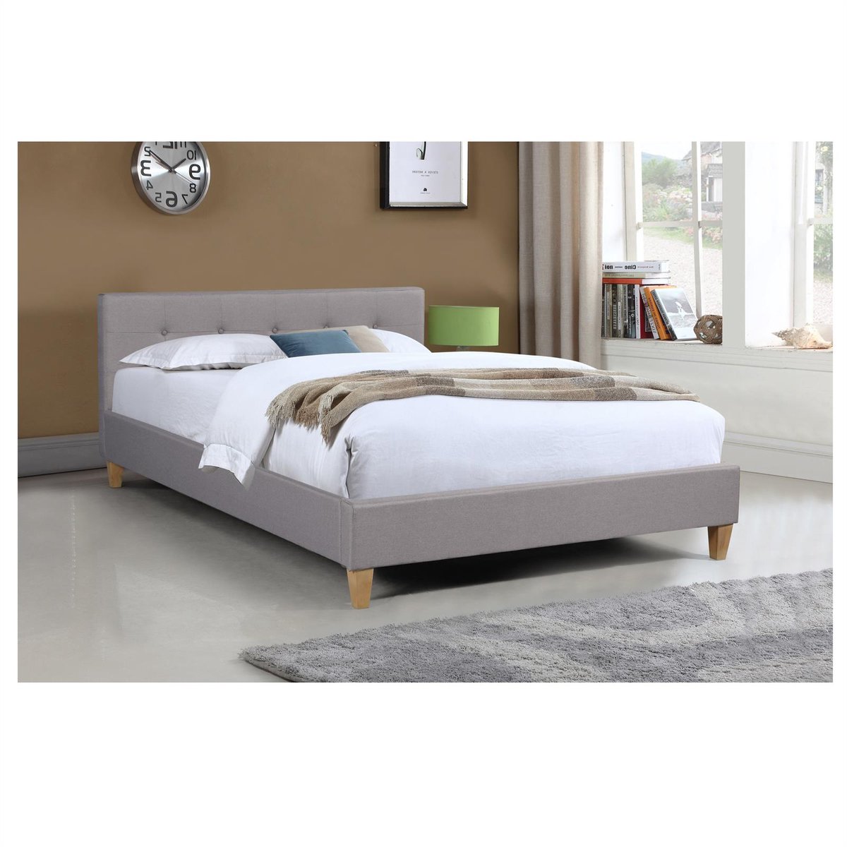 IDIMEX Gestoffeerd bed ADELE 140x200 cm, grijze stof grijs