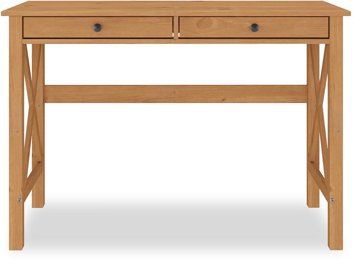 IDIMEX Bureau ADRIAN met 2 lades van massief hout – eikenkleurig bruin