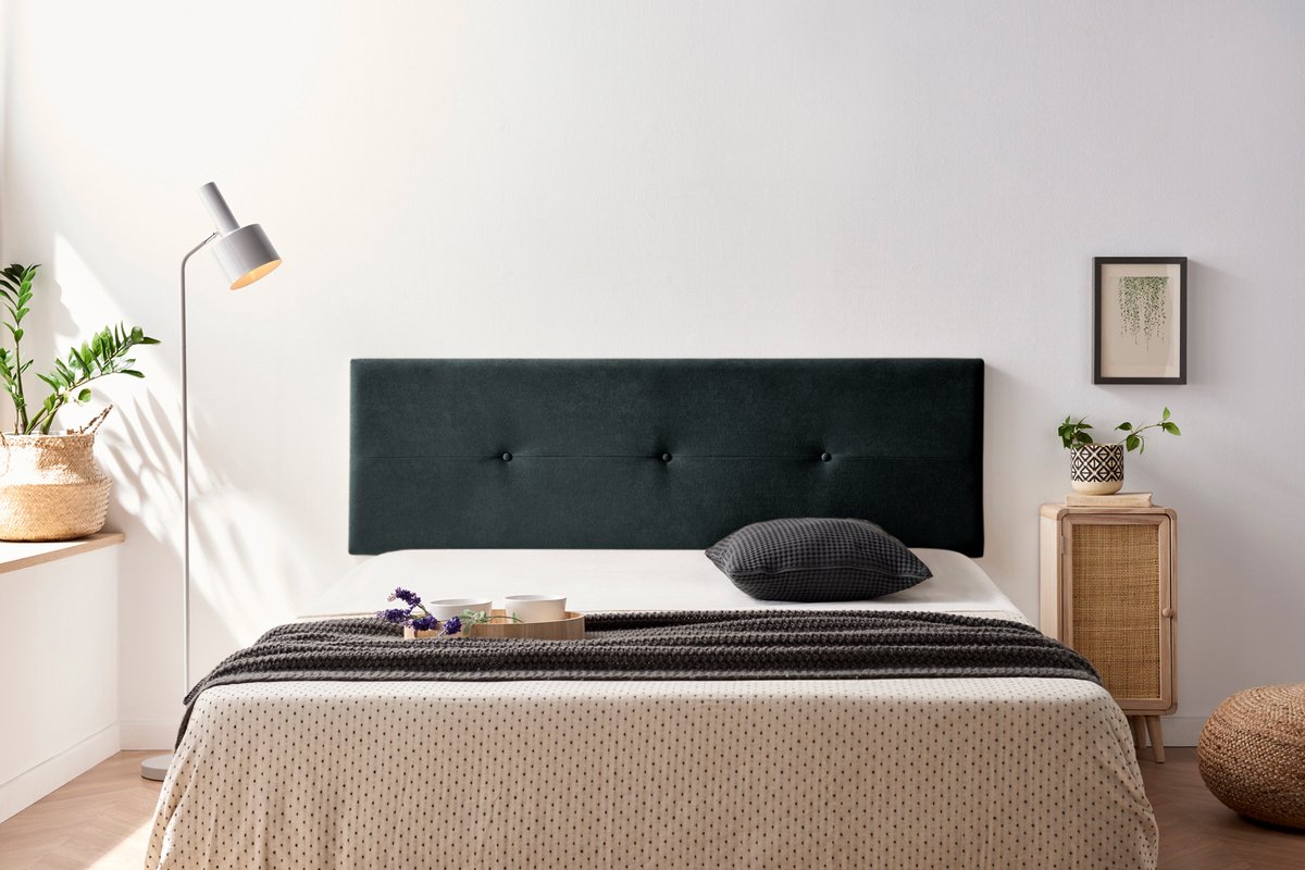 Moonia Gestoffeerd Hoofdbord - Slaapkamer Accessoire - Zwart - Aqualinè Stof - Duurzaam en Eenvoudig Ontwerp