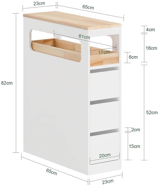 DIMICO - Meuble à tiroirs - Armoire de rangement - Armoire - Chariot à roulettes - Salle de bain - Cuisine - Blanc - 3 tiroirs - Capacité de charge jusqu'à 40 kg