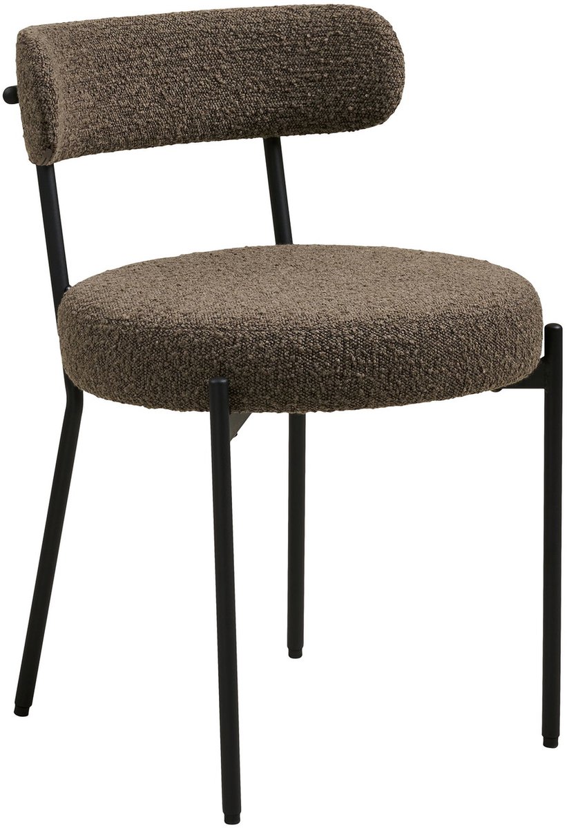 House Nordic Eetkamerstoel Badalona - Bruin Bouclé - Set van 2