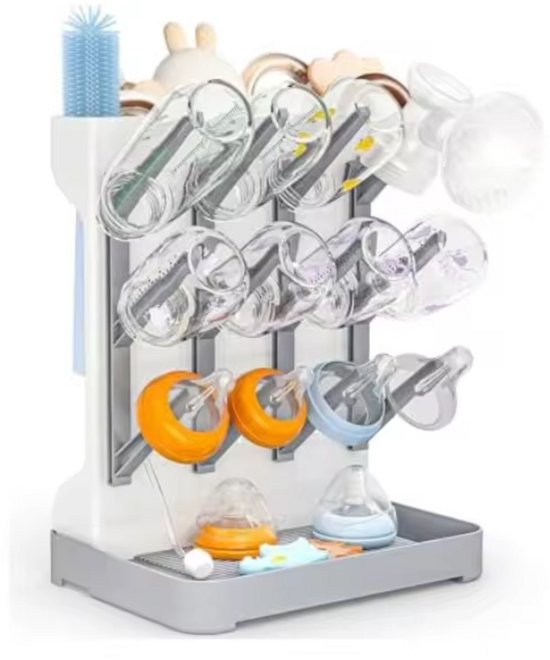 TSD goods - Flessen Droogrek Staand - Flessenrek Baby - Droogrek Voor Baby Flessen - Baby Voeding - Grijs van Merkloos — afbeelding 3