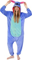 KIMU® Onesie Stitch Pak - Maat XL-XXL - Monster Jumpsuit Huispak Fleece XXXL 3XL Volwassenen Dames Heren Blauw Monstertje Lilo Alien Fleece Halloween