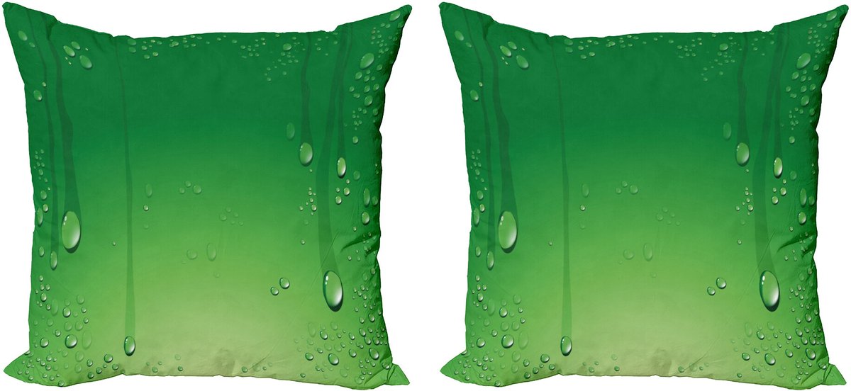 ABAKUHAUS Groene decoratieve kussenhoes, 2-pack, abstracte kunst met waterdruppels, 60x60 cm, appelgroen/varengroen