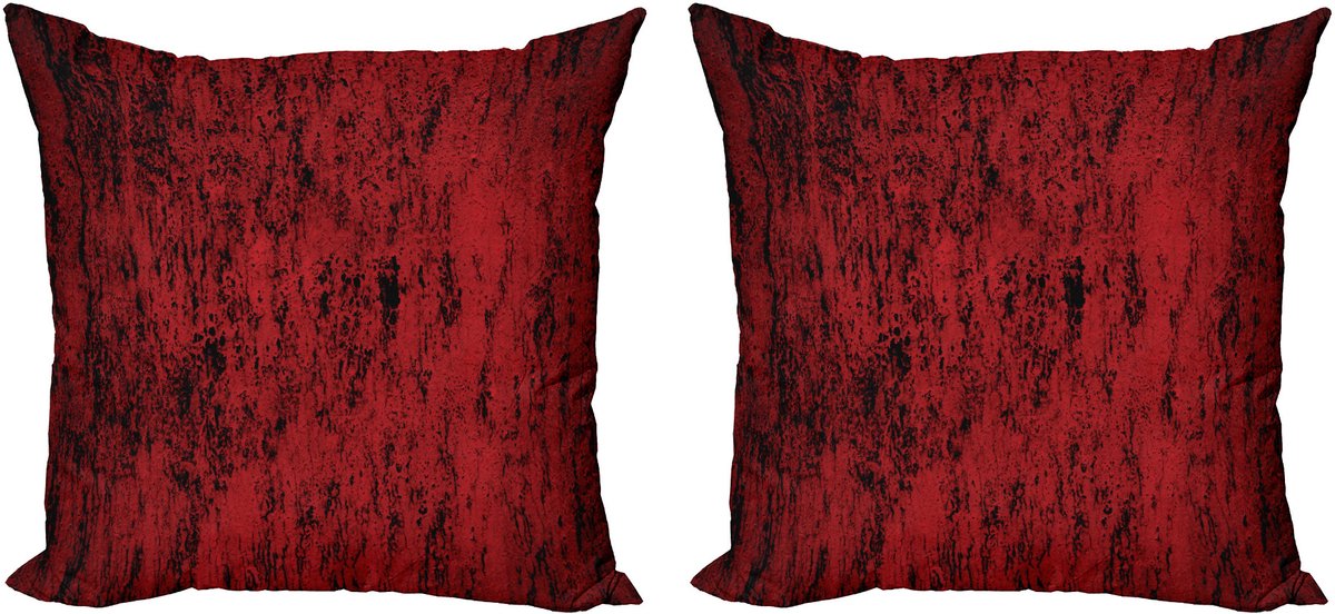 ABAKUHAUS Rode en zwarte decoratieve kussenhoez 2-pack, grungy stijl, 50x50 cm, zwart rood