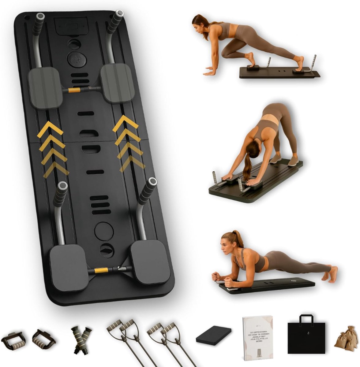 DnA® Pilates Reformer - Reformer - Pilates - Zwart - 106cm x 42cm x 3cm
