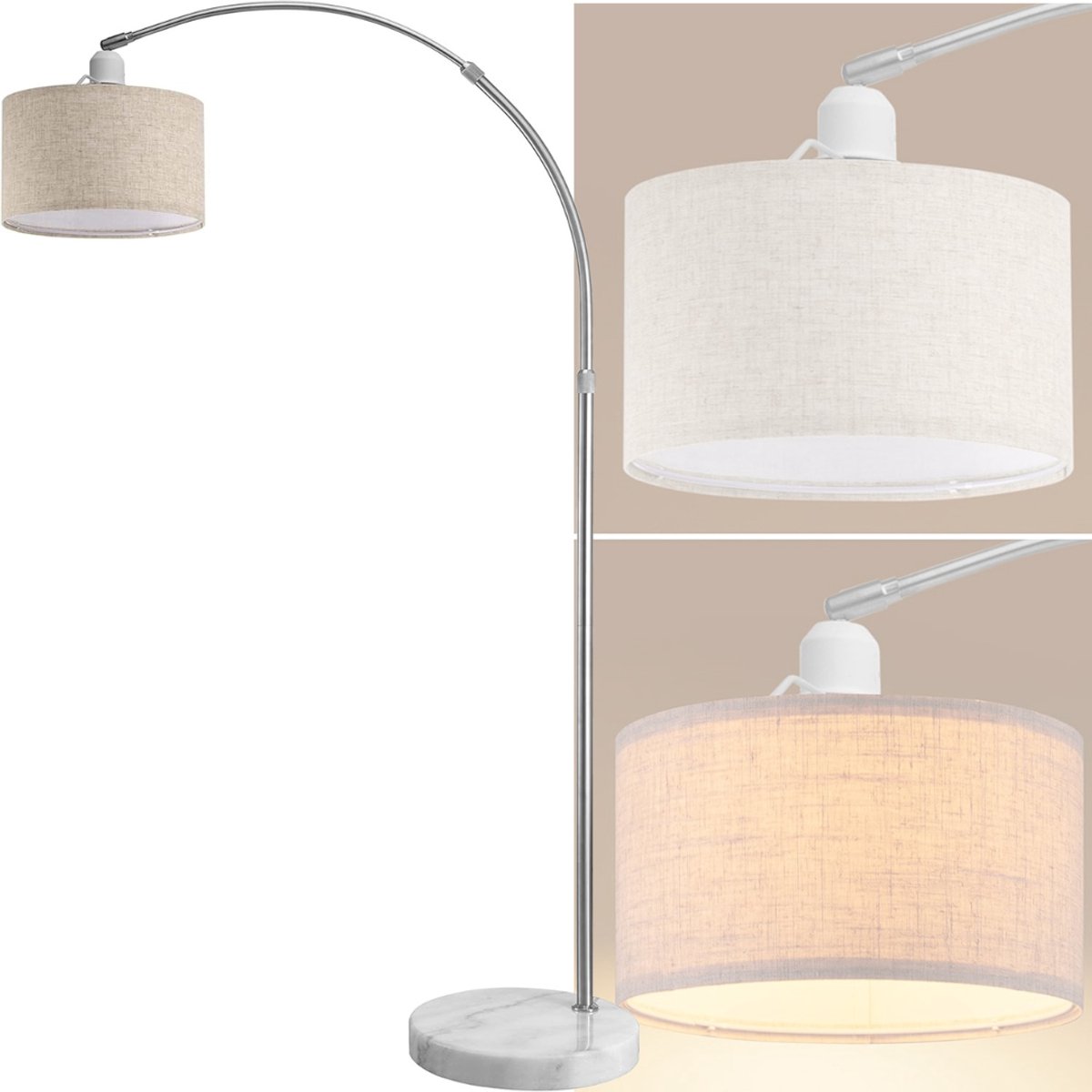 NBAP® Booglampen Staand Voerlamp - Vloerlampen Woonkamer - Zilver