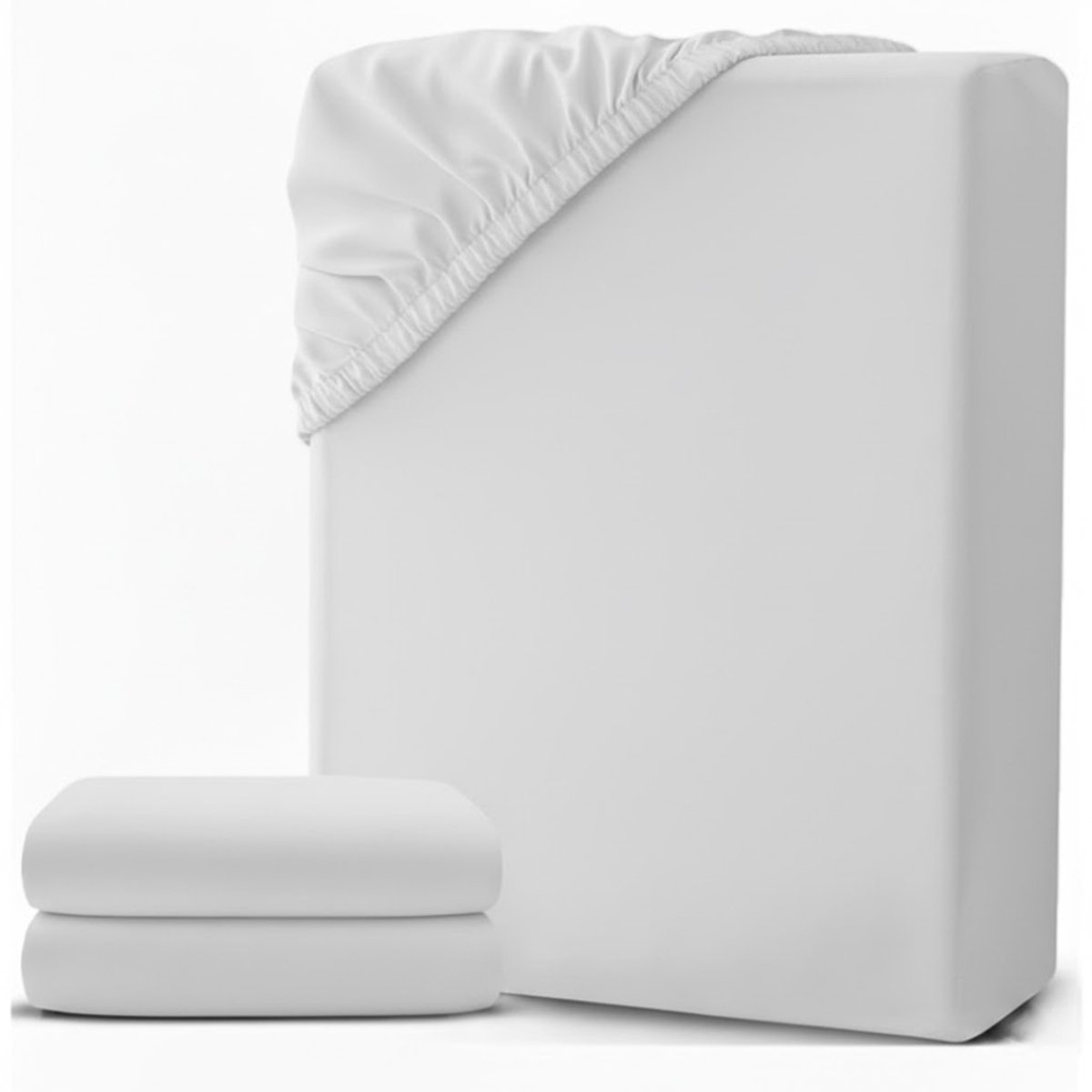 NBAP® Matrasovertrek 160x200 - Dekbedovertrek - Hoeslaken - Matrasbeschermer - Extra Zacht - Wit