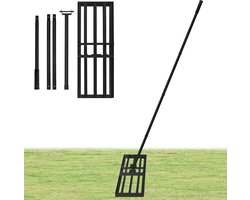 Zwart Gazonhark 75x25cm, Gesegmenteerd 101-202cm in hoogte Verstelbaar, Tuinharken met Rubberen Handgreep, Draagbare Vlakvlakvlak, Afneembaar Gazonnivelleringshark voor Tuin/Gazononderhoud/Yard Golf, NAIZY