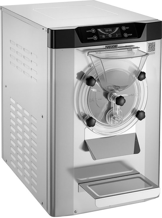 VEVOR CommerciëLe Ijsmachine 2000 W 12–20 L/U, Tafelmodel Gelato-Maker met 6 Liter Roestvrijstalen Container (304) en Zelfreinigend Led-Bedieningspaneel voor Snackbars en Restaurants, Zilverkleurig van Merkloos — afbeelding 2