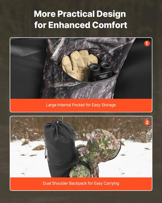 VEVOR Jachttent Jachthut voor 1 Persoon met Draagtas Camouflage Tent Hert van Vevor — afbeelding 5