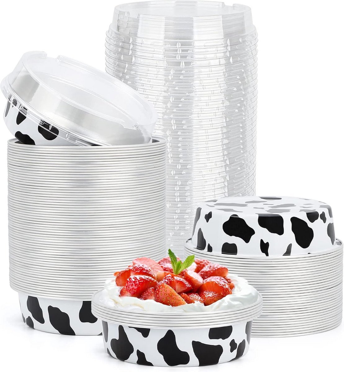 100 Stuks Mini Taartvormpjes met Deksel voor Taart en Muffins - Aluminium Wegwerp Bakvormen