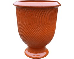 Grote buitenpot MORGANE 32x39cm herfstroest, handgemaakt van geglazuurd terracotta, vorstbestendig