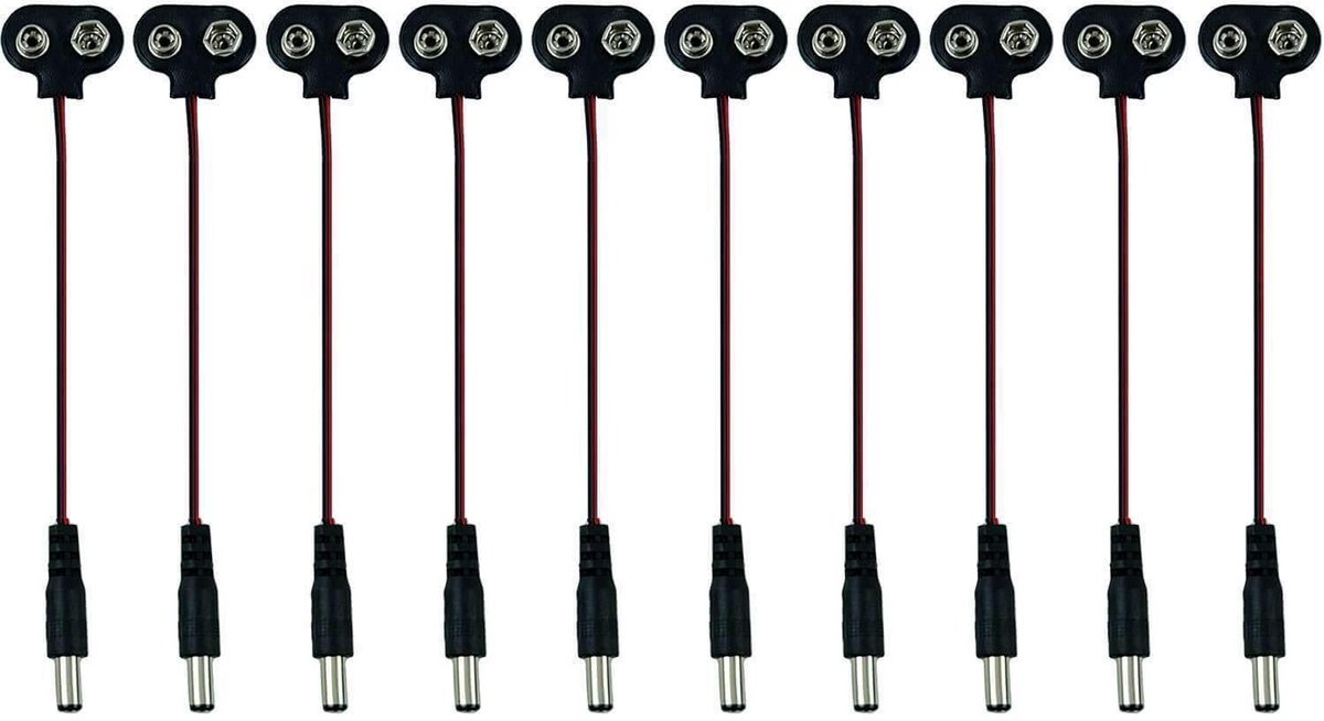 10x 9V Batterijklem met aansluitkabel voor Blokbatterijen