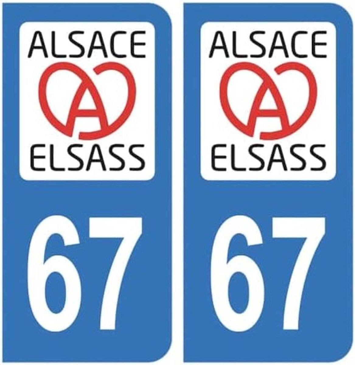 Departement Sticker 67 Bas-Rhin Alsace voor Kentekenplaat