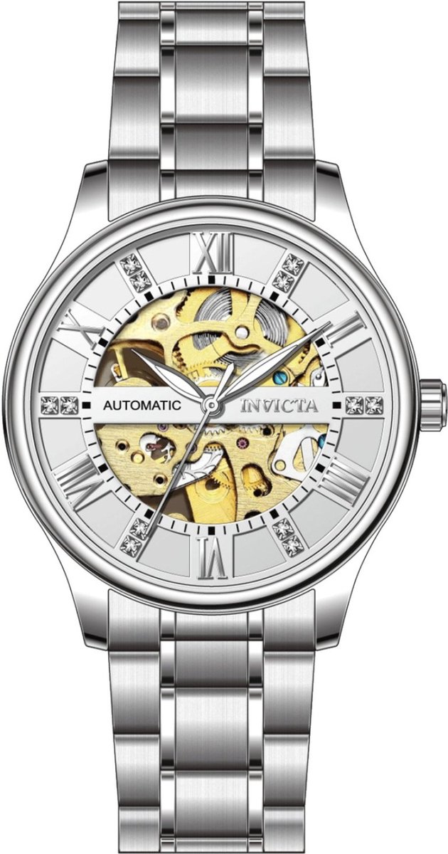 Invicta Objet D Art 69117 Heren Horloge - Waterdicht - Analoog - Automatisch Uurwerk - Roestvrij Staal met zilveren Wijzerplaat - 40mm