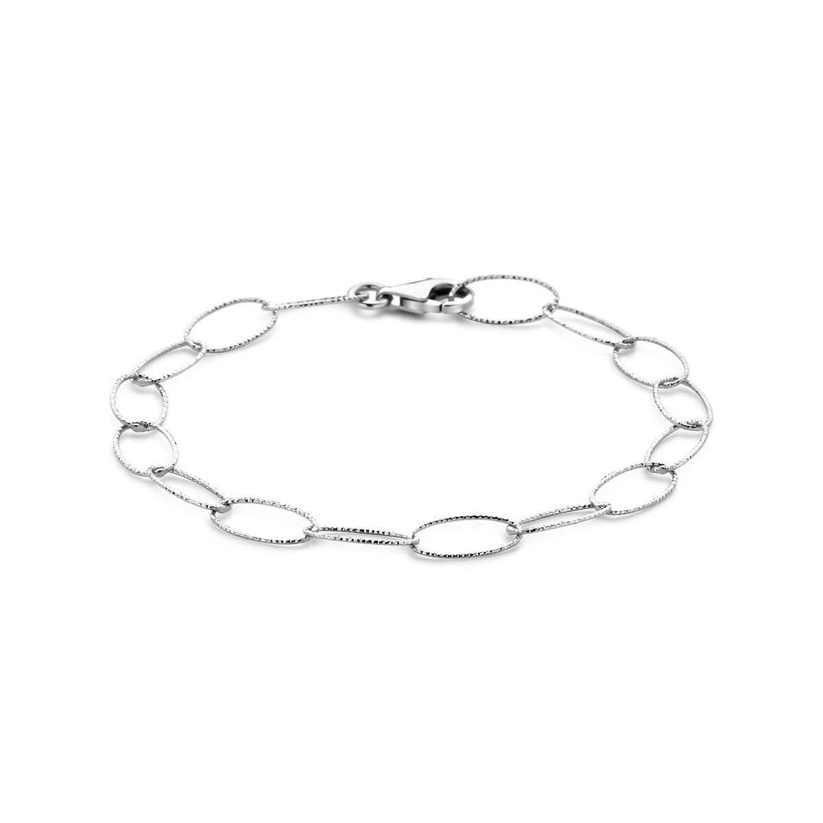 Zilver gerhodineerde armband anker gediamanteerd 6,4 mm 19 cm - 1341780