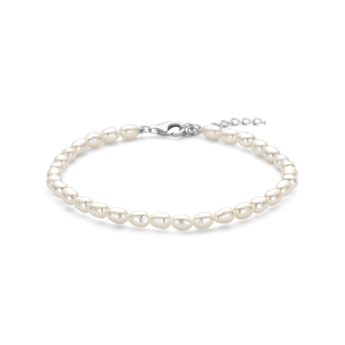 Zilver gerhodineerde armband parels 18 + 3 cm - 1341373