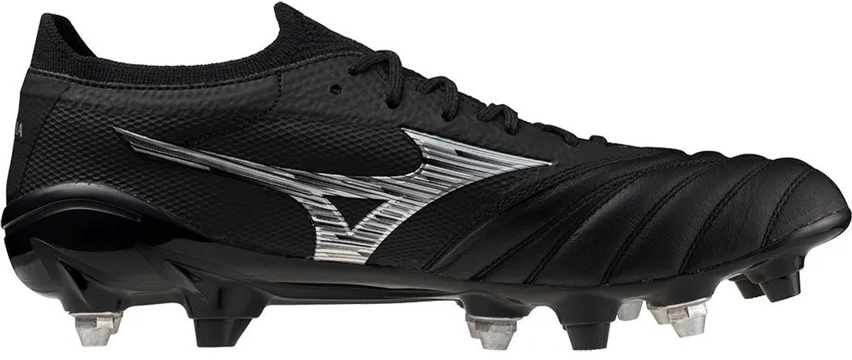 Mizuno Morelia Neo IV Beta Japan Mix voetbalschoenen in zwart, EU 44, met K-leer en een blootsvoets gevoel.
