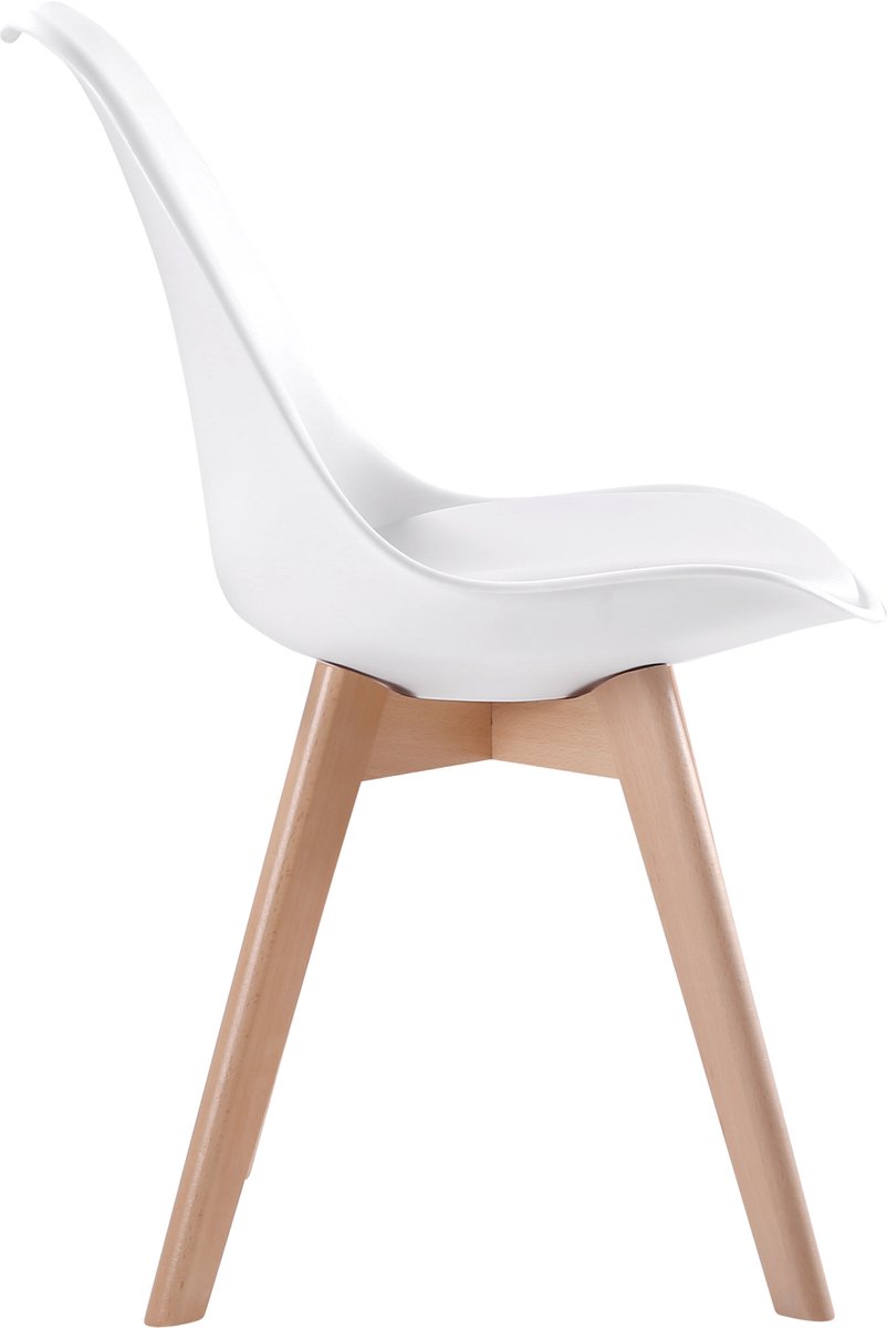 Set van 4 witte NORA Scandinavische stoelen met kussen