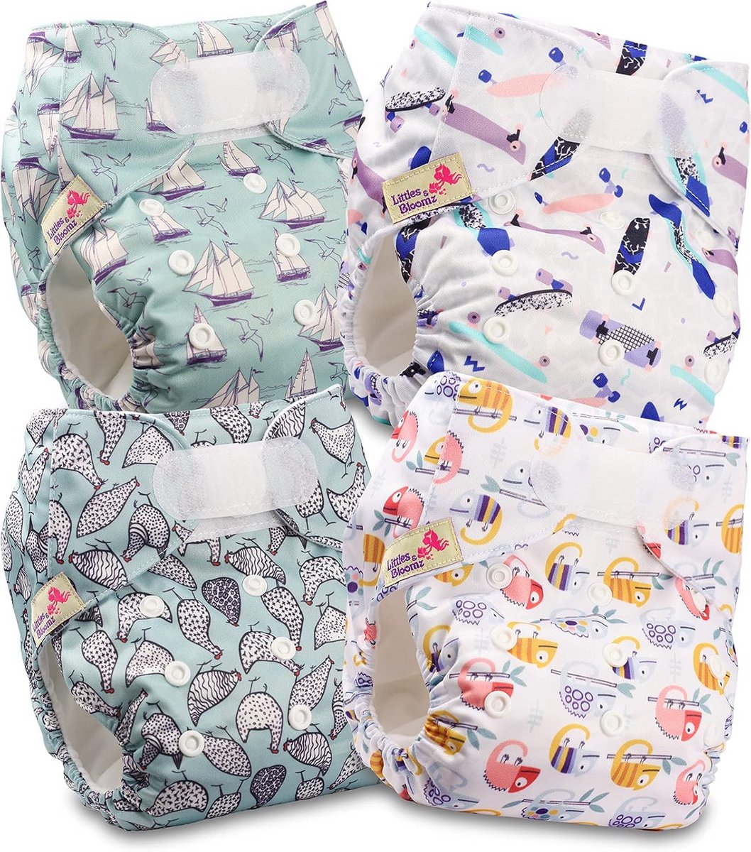 Hervormbare Stoffen Luiers voor Baby's met Drukknoopsluiting, Set van 4