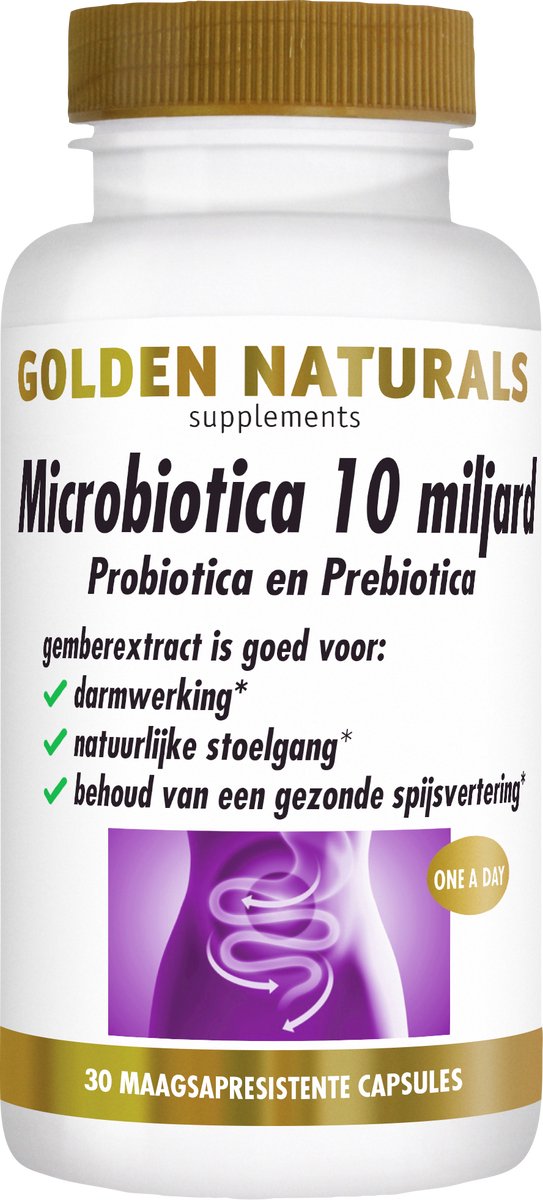 Golden Naturals Microbiotica 10 miljard (30 veganistische maagsapresistente capsules)