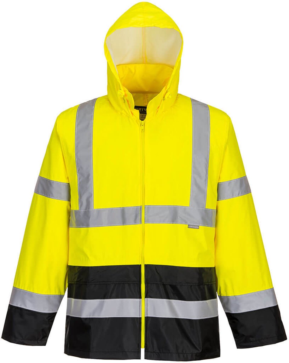 Portwest Hi-Vis Klassiek Tweekleuren Regenjack H443 Zwart
