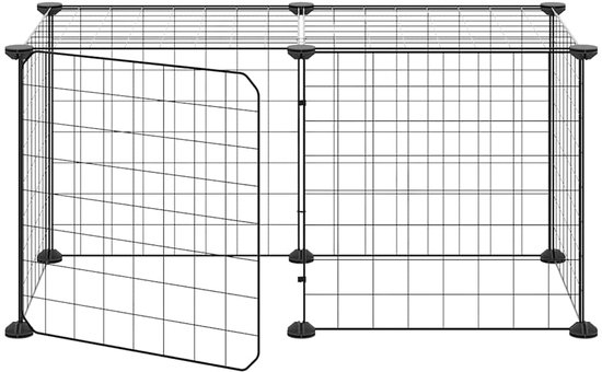 vidaXL - Huisdierenkooi - met - deur - 8 - panelen - 35x35 - cm - staal - zwart