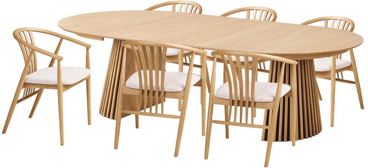 Tokyo eethoek eettafel 6 stoelen eik, natuur.