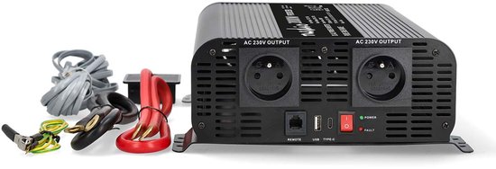 Nedis Omvormer 4000W - Zuivere Sinusgolf - 12V/230V - Afstandsbediening