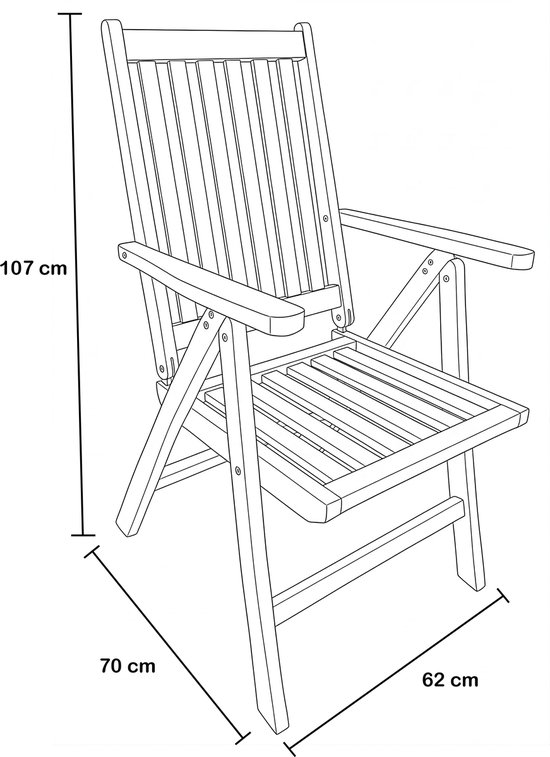 AXI Nuria Teak Verstelbare Tuinstoelen - Houten inklapbare tuinstoelen - 5 Standen - Set van 2 stuks - 100% Teak - 180 kg draagkracht - Tuin, terras of balkon van Merkloos — afbeelding 5
