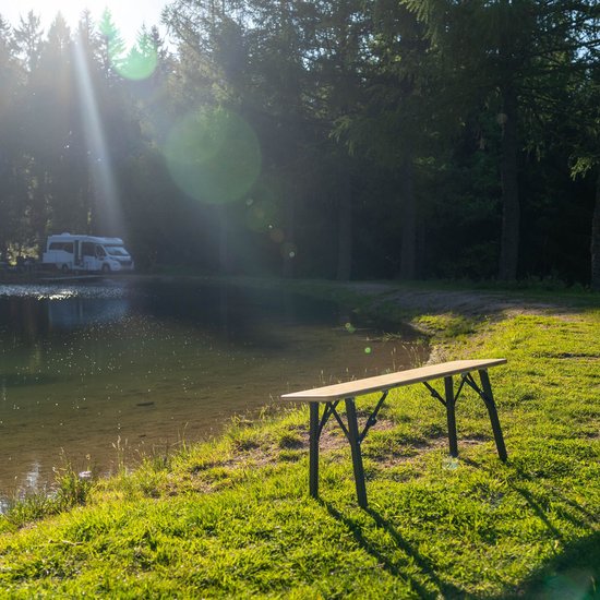 EveBase® Flex Bamboe Campingbankje - Tuinbankje - Bankje - Vouwbankje Buiten - Kampeerbankje - Inklapbaar - Weersbestendig - Met Opbergtas - 100 x 27 cm van Evebase — afbeelding 4