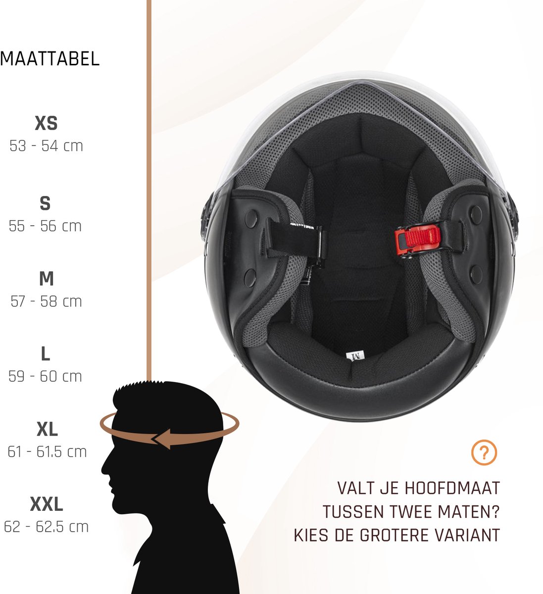 SQIWI Urban Scooterhelm - M - Fashion Jethelm met Vizier - Motorhelm - Geschikt voor Vespa, Scooter, Brommer, Motor en Snorfiets - Mat Zwart – foto 7