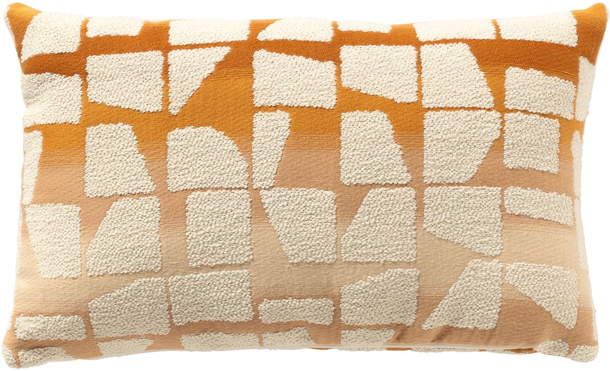 Dutch Decor RIO - sierkussen 30x50 cm - Golden Ochre - oranje, wit - Inclusief binnenkussen - Luxe kussens voor woonkamer & bank