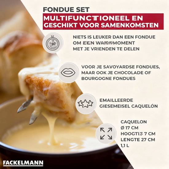Set voor kaasfondue 2 personen geëmailleerd gietijzer Fackelmann — afbeelding 2