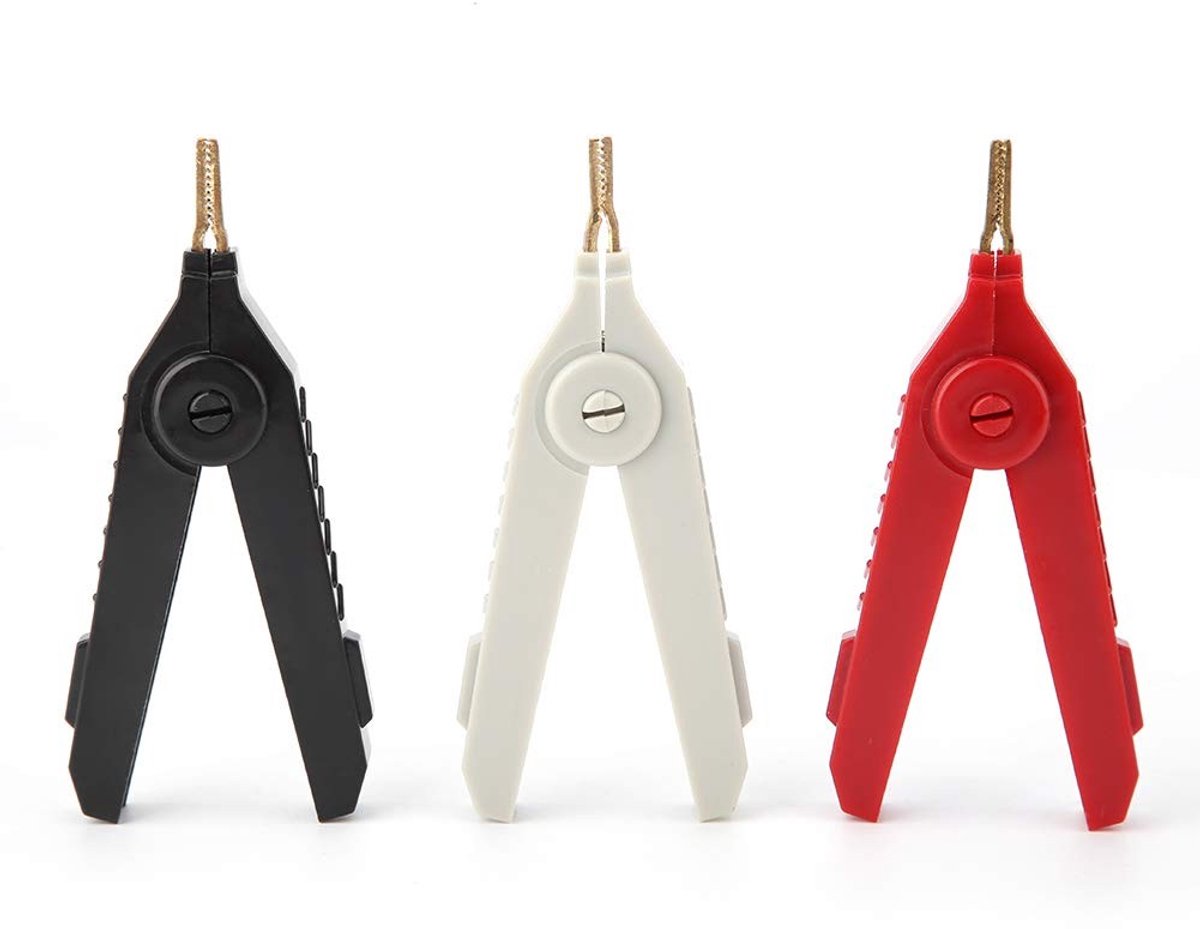 Allecto - Crocodile Clip - 3pcs - Hoogwaardige Koper Gecoate Krokodillenclip - 20A - Elektrische Klemmen - Geschikt voor Diverse Toepassingen - Mul...