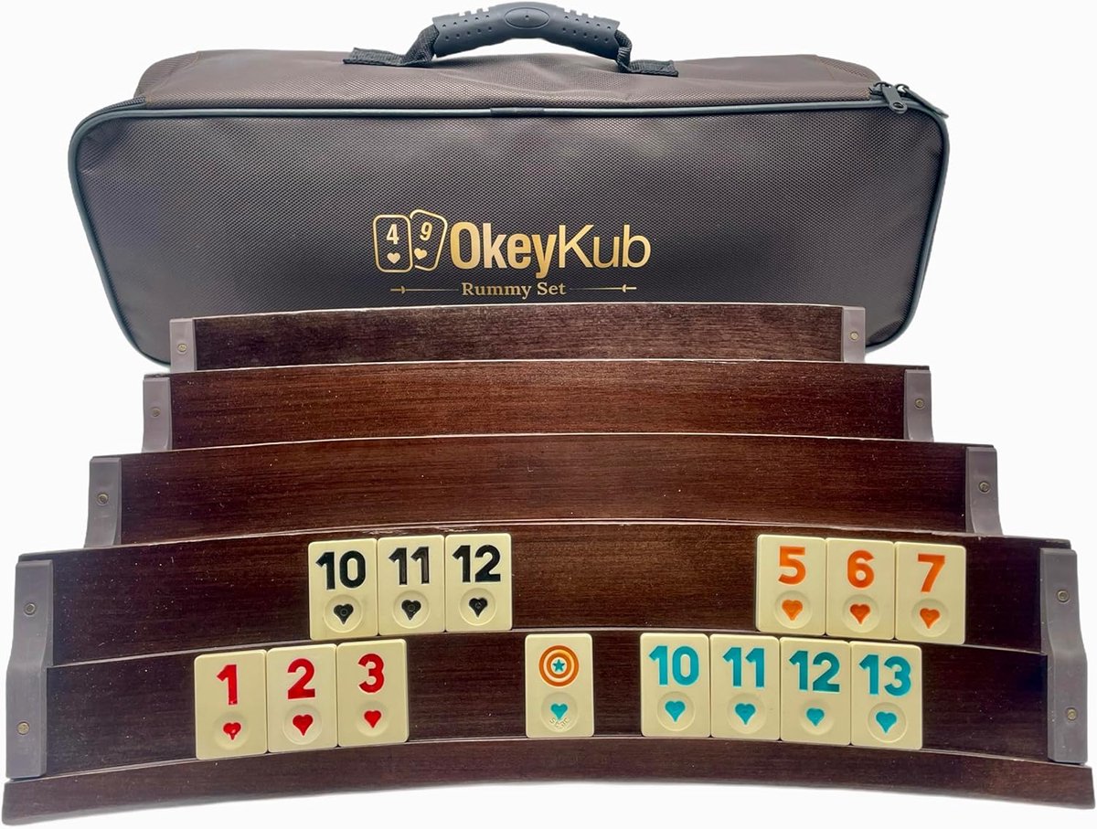Houten Spelset - Stenen Spel - Gezellig Spelen - Handgemaakt Uniek - 46x10cm - Houtkleur