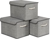 SONGMICS RFB013G02 - Boîtes de rangement en tissu - lot de 3 coffres avec couvercle - poignées en coton