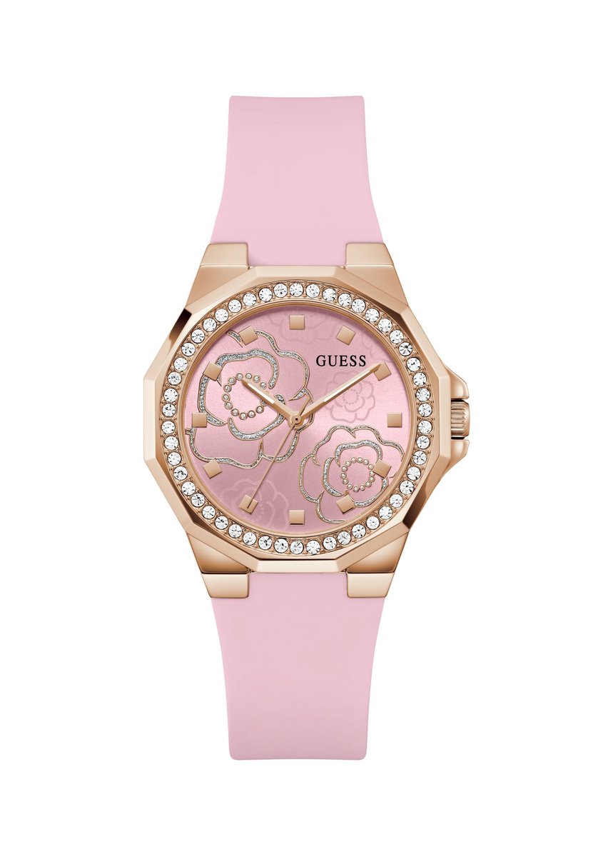 Guess Maribel Quartz Analoog Horloge Roze Behuizing: 100% Roestvrij Staal| Armband: Siliconen 38 mm U1482L1M, U1482L2M, U1483L4M