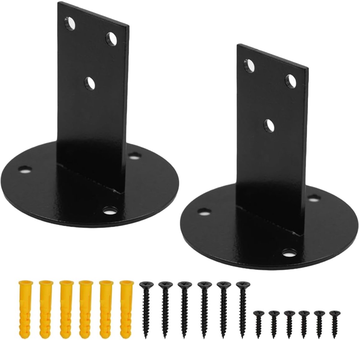 Trapleuning Beugels - Wandmontage Houder - Veilige Trappen - Corrosiebestendig Metaal - 4 cm Diameter - Zwart